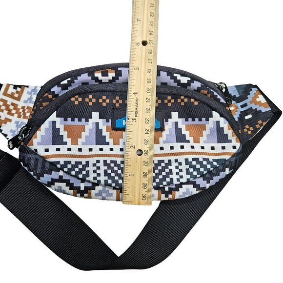 Kavu Printed Waist Pack Fanny Pack Adjustable Strap Tribal Design 2 Zip Pockets - Picture 8 of 9
